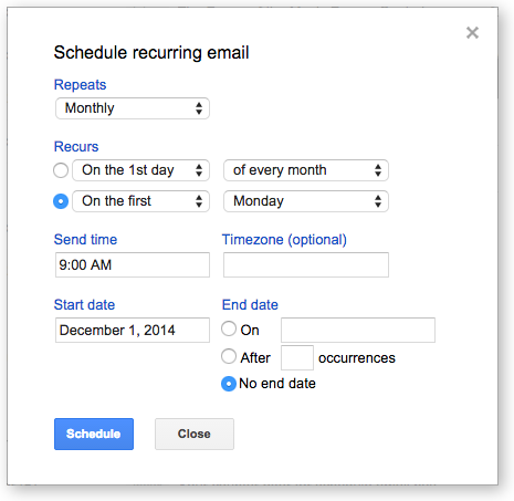 schedule email to send out later gmail